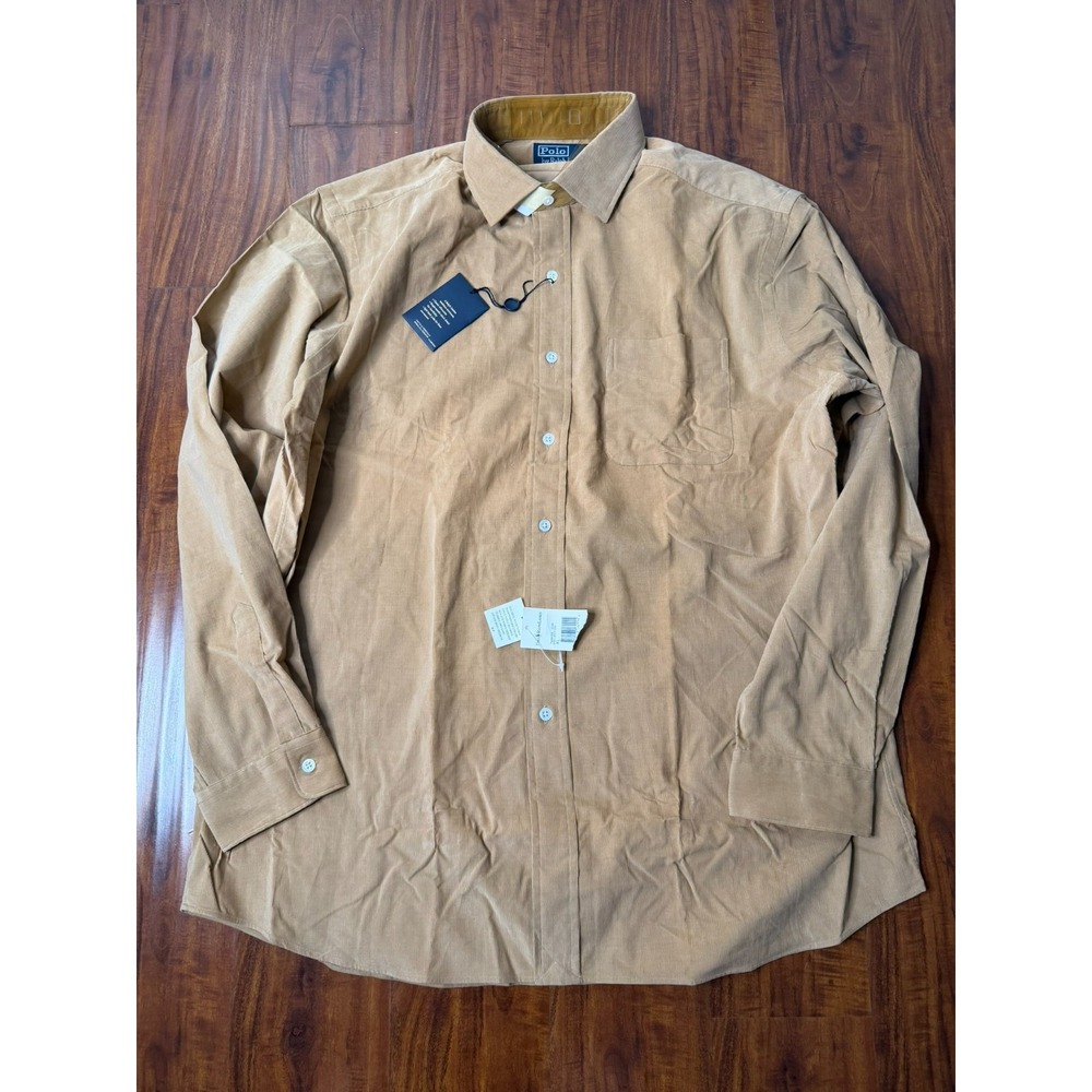 NWT Vintage Polo by Ralph Lauren Westerton Luxury Corduroy Shirt Brown Tan SZ XL